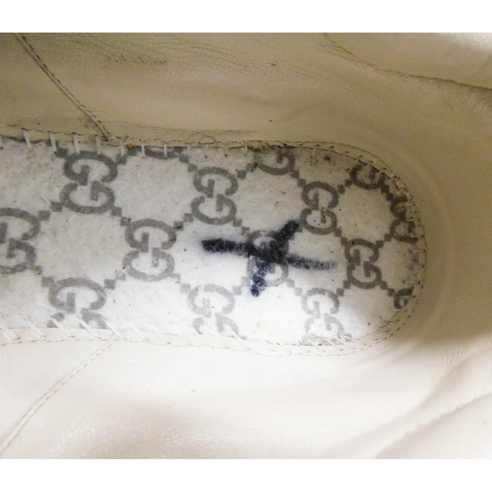 Gucci Rhyton Ivory Leather Logo Sneaker Men's Athletic Shoes 500877 sz 7.5